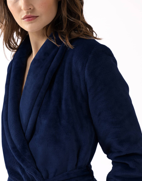 Plush flannel double-breasted bathrobe ESSENTIEL Navy Blue