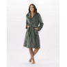 Robe de chambre boutonnée en peluche flanelle ESSENTIEL lichen