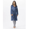 Robe de chambre en peluche flanelle ESSENTIEL H51B prusse