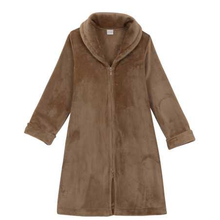 Plush flannel bathrobe ESSENTIEL 656 honey gold | Lingerie le Chat