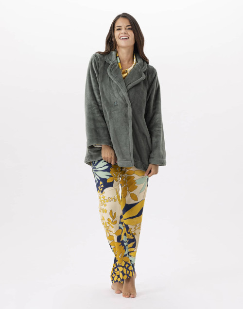 Plush flannel button-down jacket ESSENTIEL Lichen