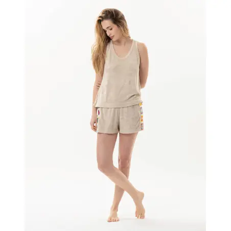 Terry-cloth tank top and shorts set SERENITY 700 shell | Lingerie le Chat