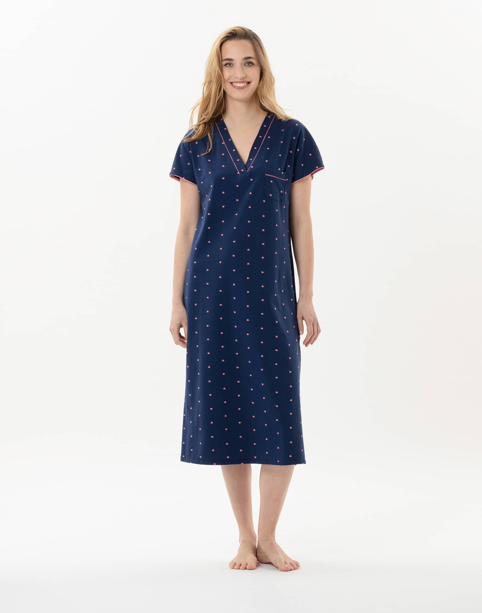 Long jersey nightshirt AMORE 711 navy | Lingerie le Chat
