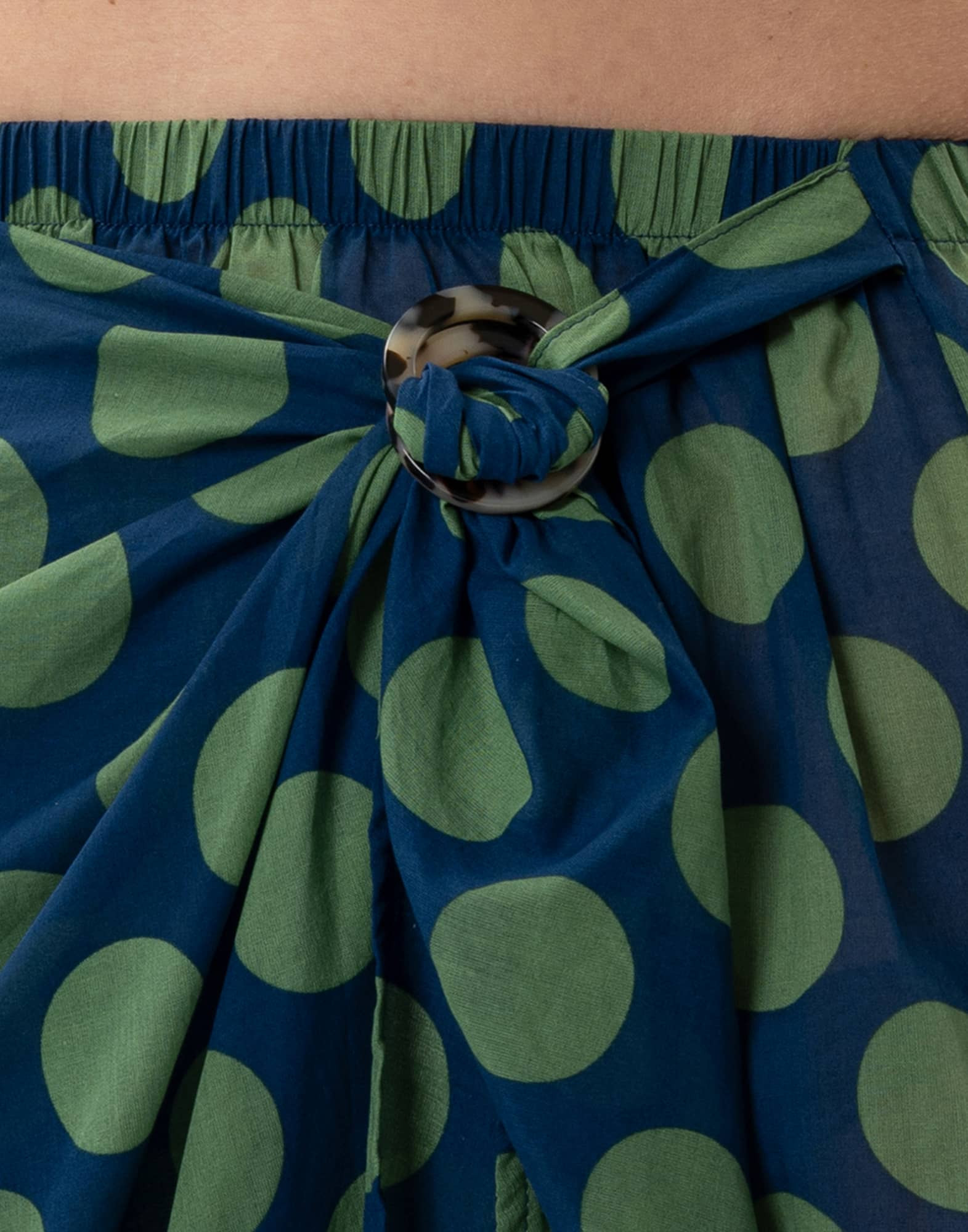 Polka dot printed sarong skirt in 100% cotton RIVA 780 green