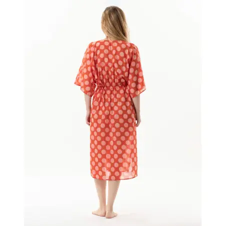 Polka dot printed kimono in 100% cotton RIVA 770 pink | Lingerie le Chat