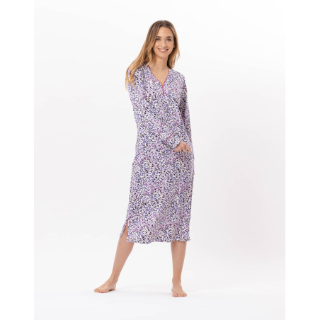 Chemise de nuit longue en coton CASSIE 811 Multico | Lingerie le Chat