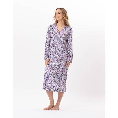 Chemise de nuit longue en coton CASSIE 811 Multico | Lingerie le Chat