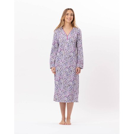 Chemise de nuit longue en coton CASSIE 811 Multico | Lingerie le Chat