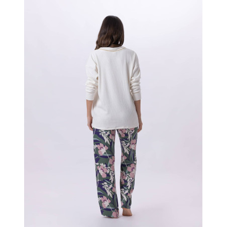 Knitted and viscose pyjamas GIOIA 802 Ecru / Multico | Lingerie le Chat