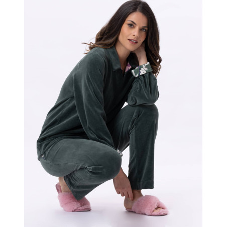 Jogging en velours GIOIA 822 Lichen | Lingerie le Chat
