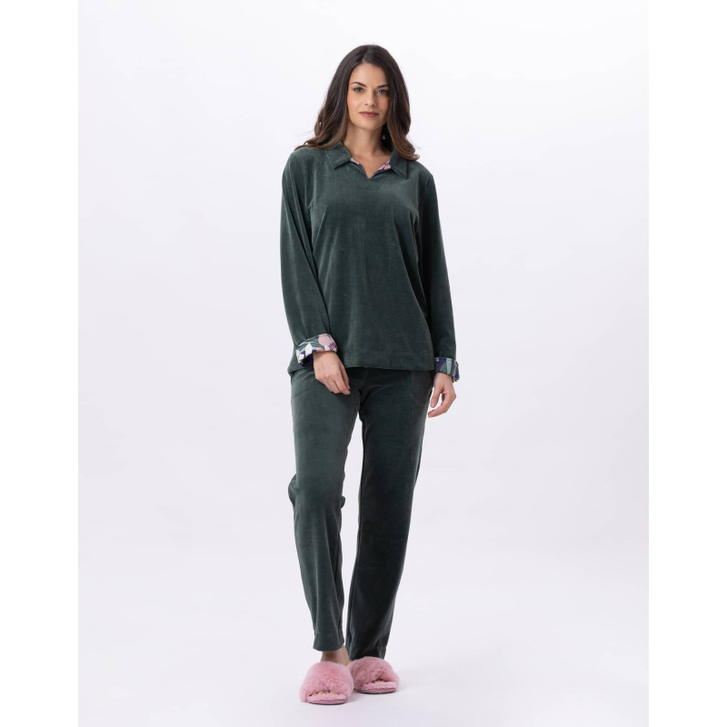 Velvet jogging suit GIOIA 822 Moss Green