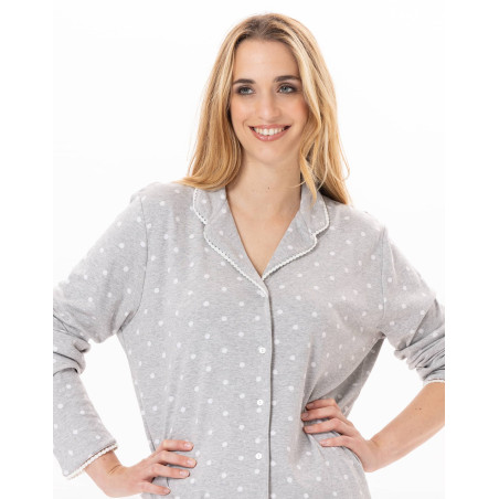Cotton button-down pyjamas CHAMADE 806 Grey  | Lingerie le Chat