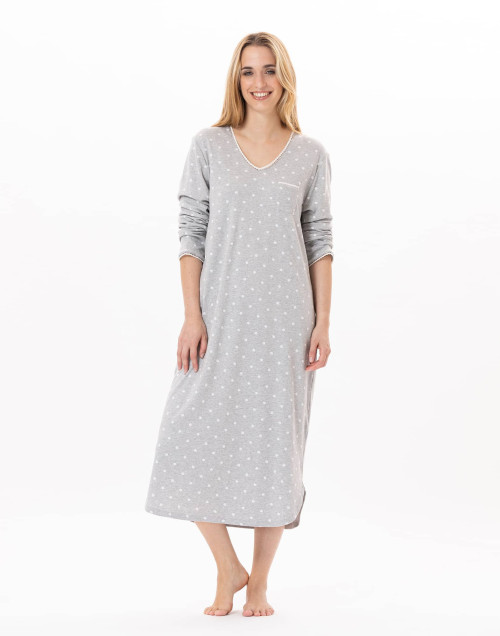 Long cotton nightdress CHAMADE 811 Grey | Lingerie le Chat