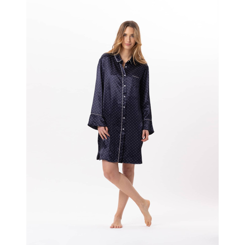 Viscose button-down shirt MOON 805 Navy Blue | Lingerie le Chat