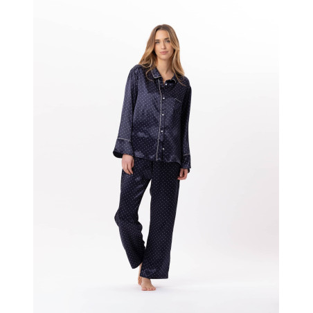 Viscose button-down pyjamas MOON 806 Navy Blue | Lingerie le Chat