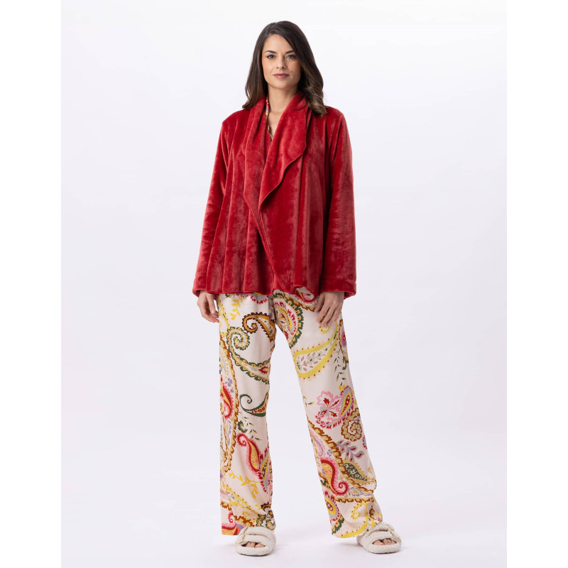 Plush flannel jacket ESSENTIEL 873 Tomette | Lingerie le Chat Plush flannel jacket ESSENTIEL 873 Tomette | Lingerie le Chat