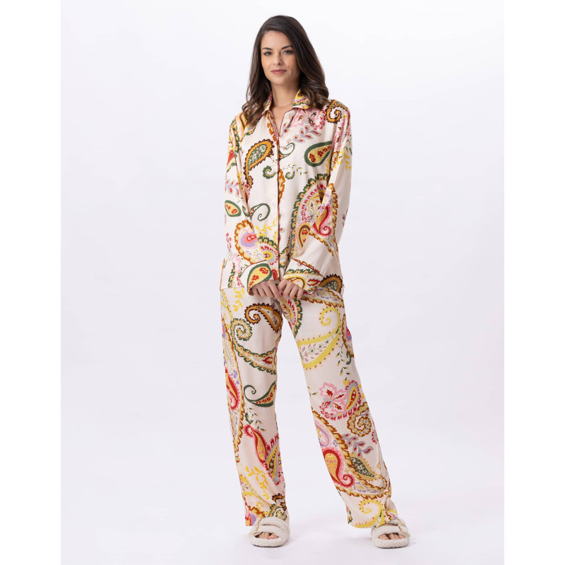 Pyjama boutonné en viscose ALLEGRA 806 Multico | Lingerie le Chat Pyjama boutonné en viscose ALLEGRA 806 Multico | Lingerie le Chat
