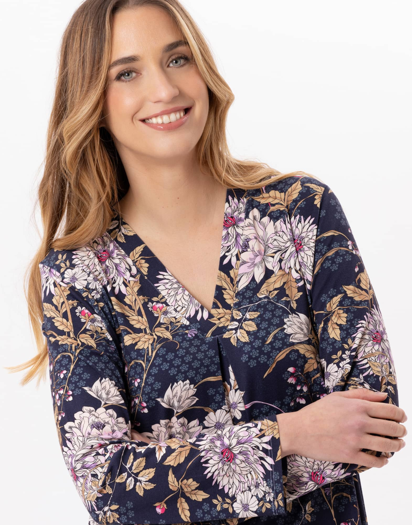 Chemise de nuit longue en coton GLORIA 811 Multico | Lingerie le Chat