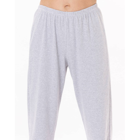 Cotton button-down pyjamas GARANCE 806 Grey / White | Lingerie le Chat