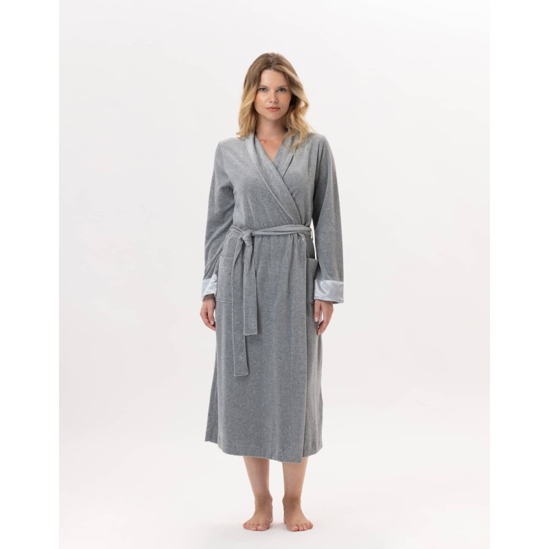 Velvet bathrobe ESSENTIEL 867 Grey | Lingerie le Chat