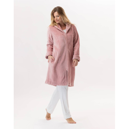 Robe de chambre en peluche flanelle ESSENTIEL H56B Blush | Lingerie le Chat