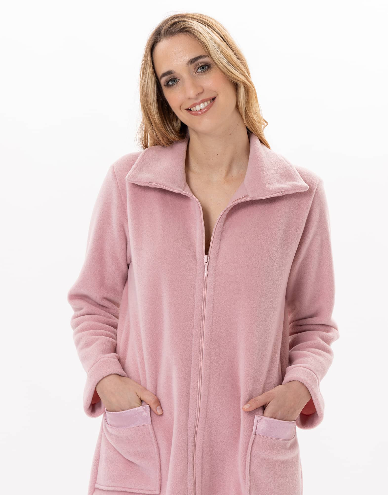 Robe de chambre zippée en polaire ESSENTIEL H54A Blush | Lingerie le Chat