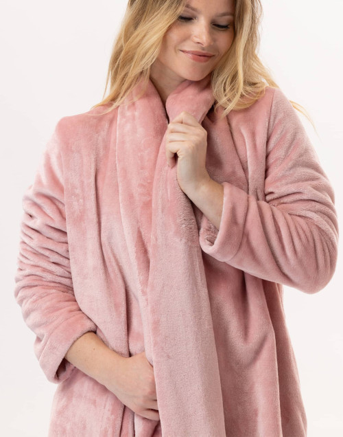 Plush flannel dressing gown ESSENTIEL 855 Blush
