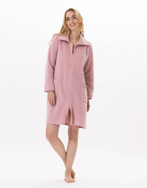 Robe de chambre zippée en polaire ESSENTIEL Blush