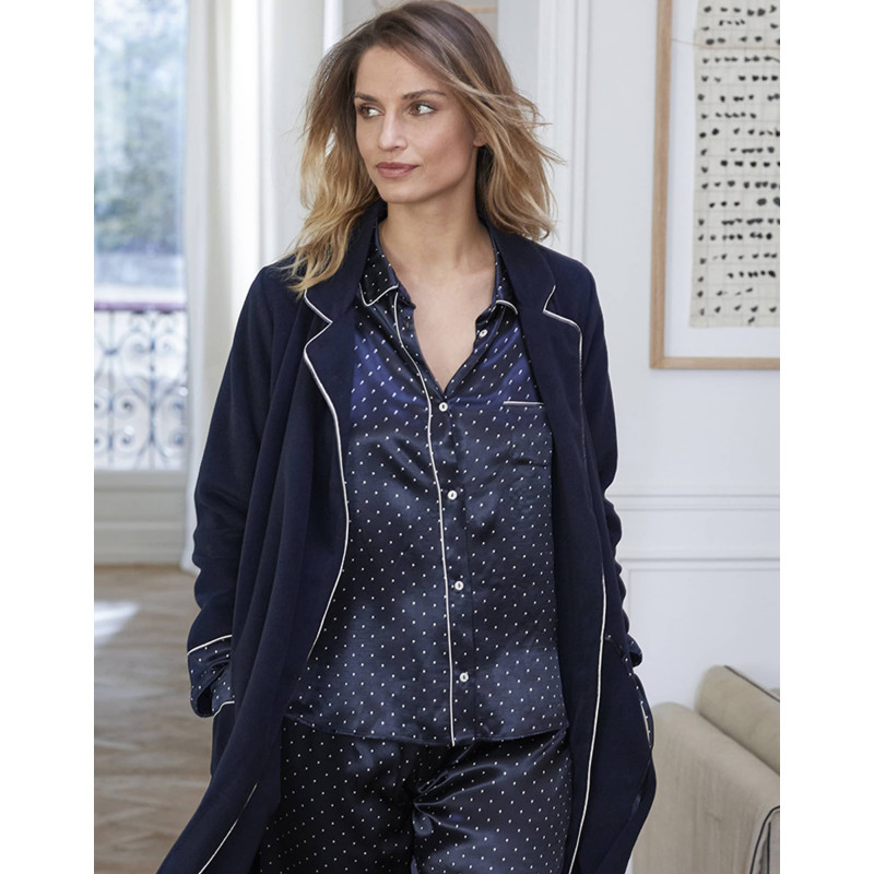 Peignoir en polaire MOON 860 Marine Lingerie le Chat