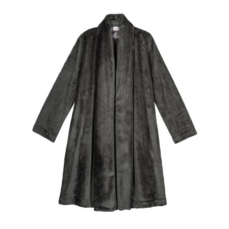 Plush flannel dressing gown ESSENTIEL 855 Moss Green | Lingerie le Chat