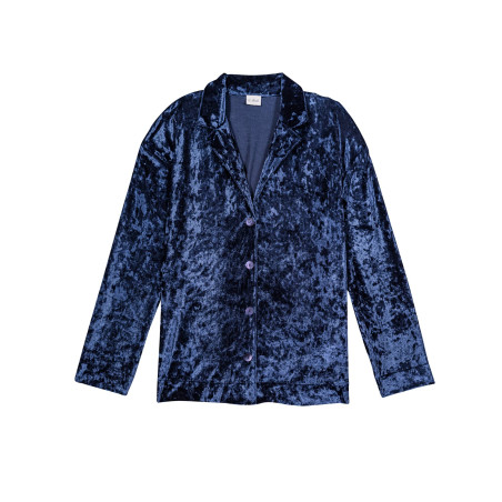 Veste en panne de velours PLATINE 870 Bleu | Lingerie le Chat