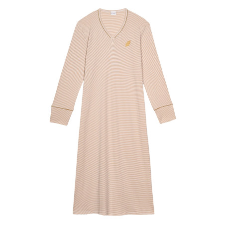 Chemise de nuit longue en coton  GARANCE 811 Doré/Ecru | Lingerie le Chat
