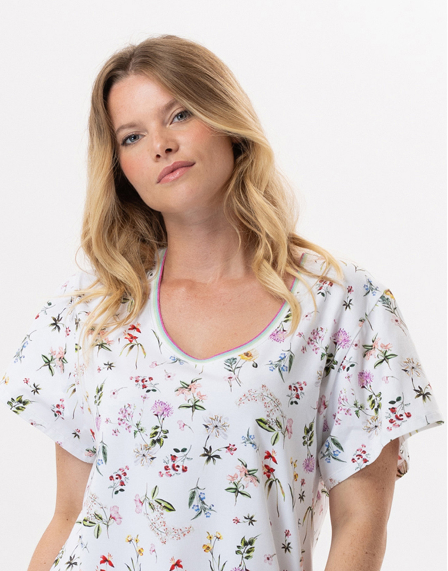 Cotton Nightdress BLOOM 901 Coral | Lingerie le Chat