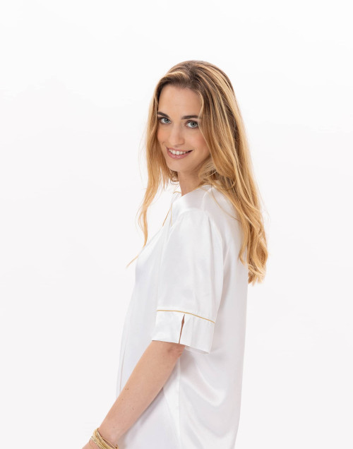 Liquette en viscose CROISETTE 905 Blanc/Doré | Lingerie le Chat