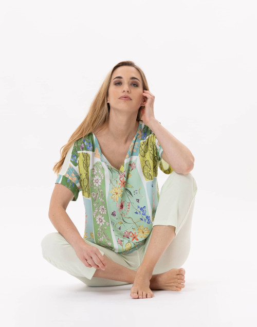 Pyjama en coton ESTEREL 902 Vert d'eau | Lingerie le Chat