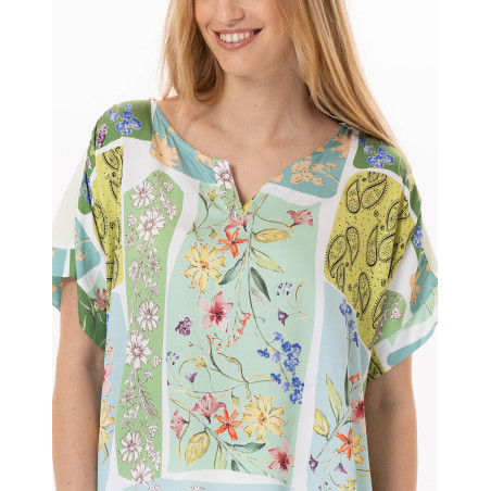 Pyjama en coton ESTEREL 902 Vert d'eau | Lingerie le Chat