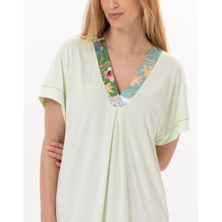 Chemise de nuit en coton ESTEREL 921 Vert d'eau | Lingerie le Chat