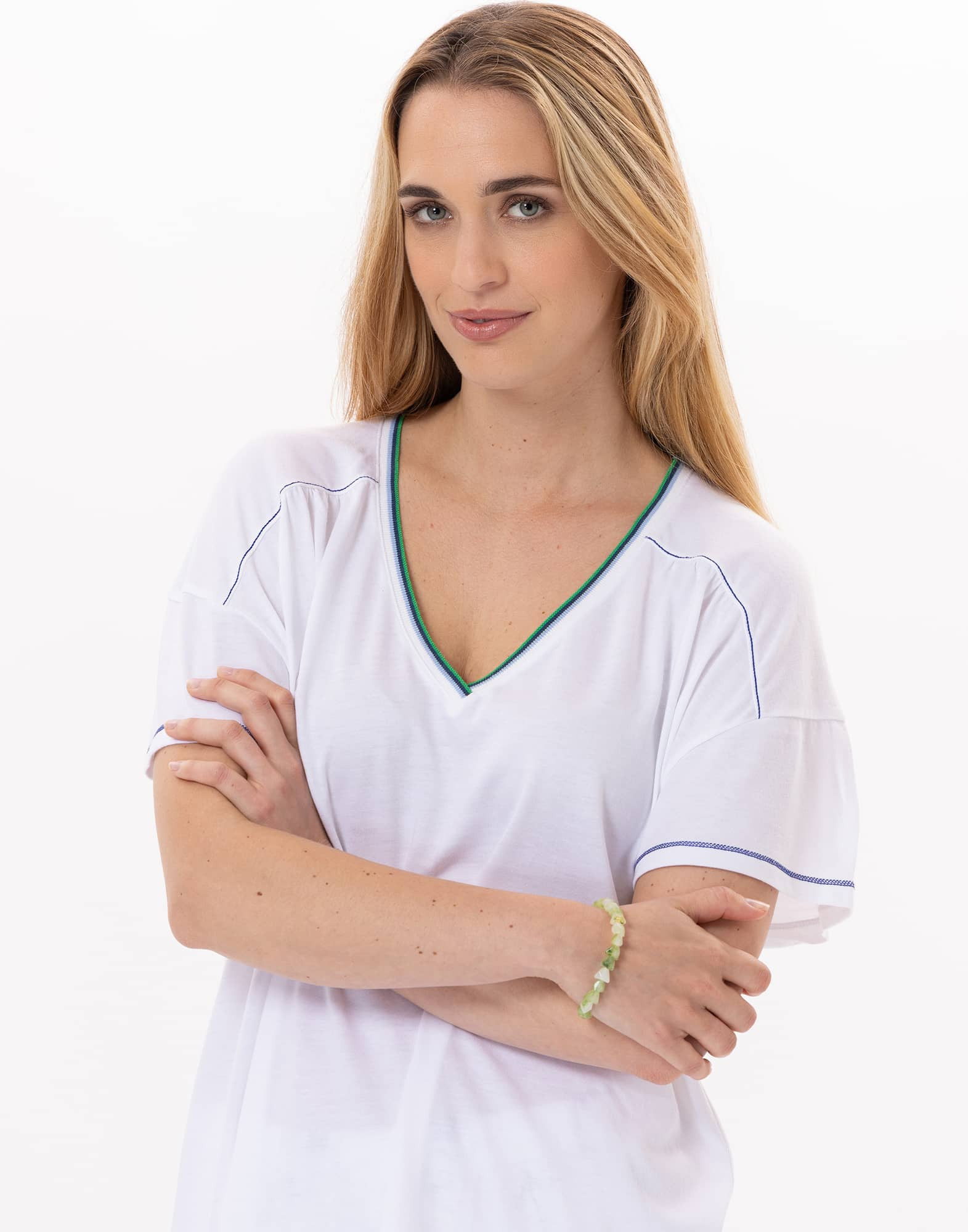 Pyjama en coton et viscose VALENSOLE 902 Blanc/Multico | Lingerie le Chat