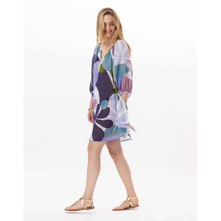 Kaftan en voile de coton PORQUEROLLES 940 Multico | Lingerie le Chat
