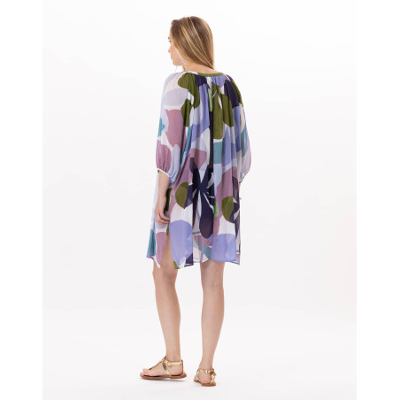 Kaftan en voile de coton PORQUEROLLES 940 Multico | Lingerie le Chat