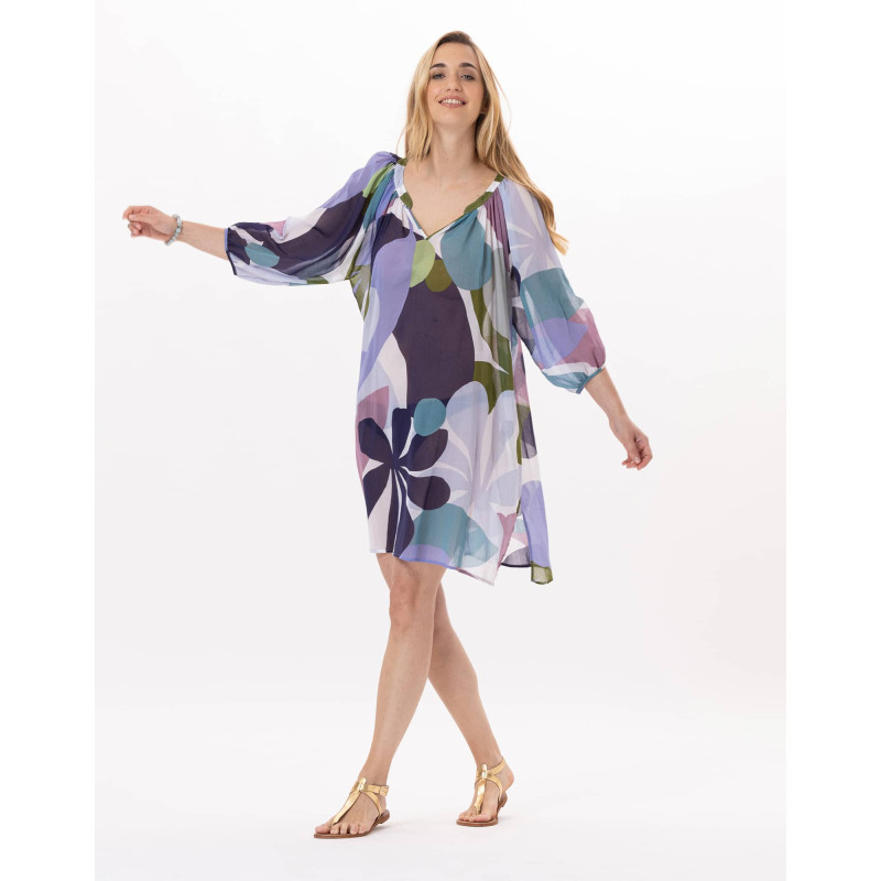 Kaftan en voile de coton PORQUEROLLES 940 Multico | Lingerie le Chatt Kaftan en voile de coton PORQUEROLLES 940 Multico | Lingerie le Chatt