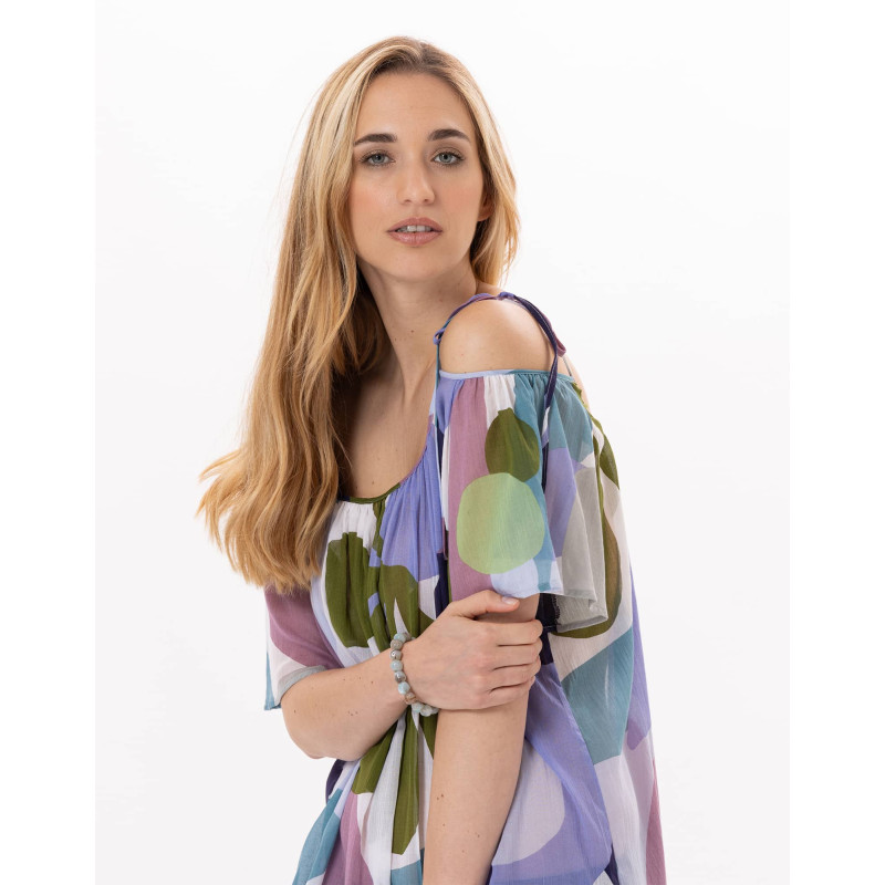 Robe en voile de coton PORQUEROLLES 941 Multico | Lingerie le Chat Robe en voile de coton PORQUEROLLES 941 Multico | Lingerie le Chat