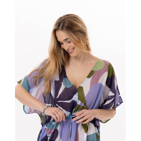 Robe en voile de coton PORQUEROLLES 942 Multico | Lingerie le Chat
