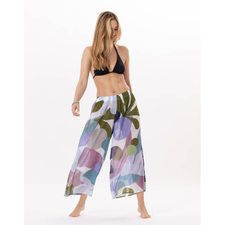 Pantalon en voile de coton PORQUEROLLES 980 Multico | Lingerie le Chat