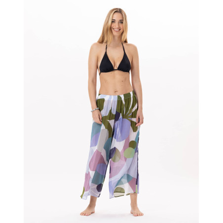 Pantalon en voile de coton PORQUEROLLES 980 Multico | Lingerie le Chat
