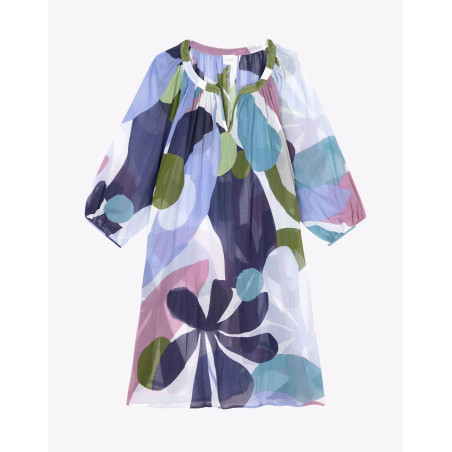 Kaftan en voile de coton PORQUEROLLES 940 Multico | Lingerie le Chat