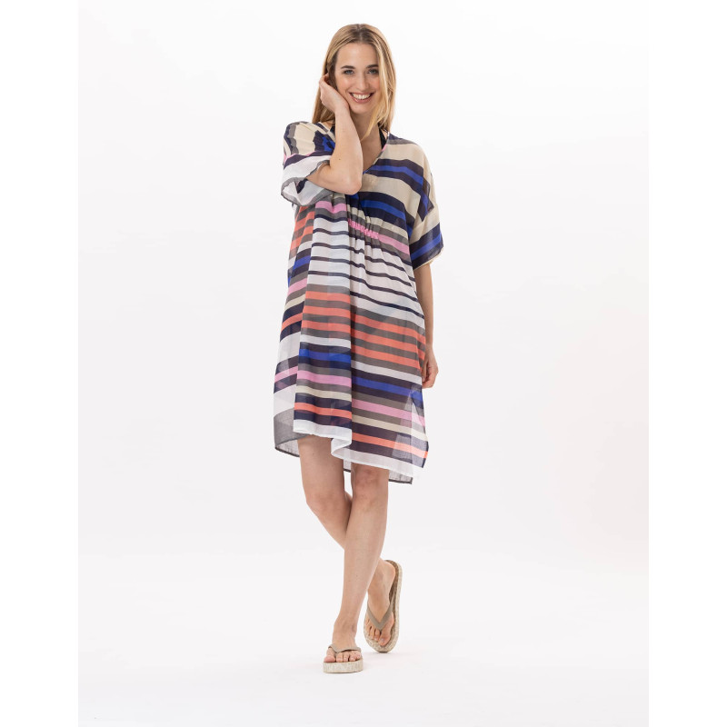 Kaftan en voile de coton VALLAURIS 940 Multico | Lingerie le Chat