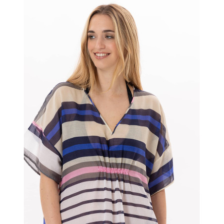 Kaftan en voile de coton VALLAURIS 940 Multico | Lingerie le Chat