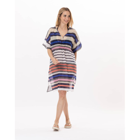 Kaftan en voile de coton VALLAURIS 940 Multico | Lingerie le Chat