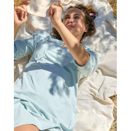 Chemise de nuit en coton JEANNETTE 901 Turquoise | Lingerie le Chat